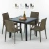 Tavolino Quadrato Nero 90x90 Cm Con 4 Sedie Colorate Bistrot Arm Passion Colore: Marrone