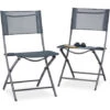 Relaxdays Set 2 Sedie Pieghevoli Da Balcone Metallo Plastica Seduta Da Giardino HxLxP: 87 X 55 X 48 Cm, Antracite