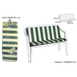 Cuscino Panchina Taormina Rigato Verde