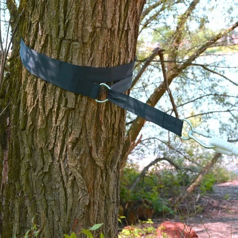 Kit Per Appendere Sedia Sospesa 150Kg Ad Albero 1 Cinghia 300x5cm Fissaggio Nero - immagine 2