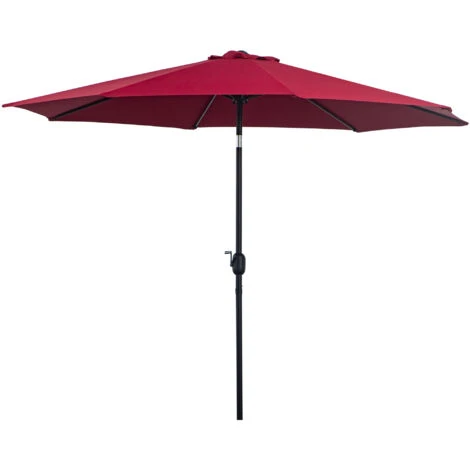 Outsunny Ombrellone Da Giardino Impermeabile Inclinabile φ3x2.45m Rosso Vino