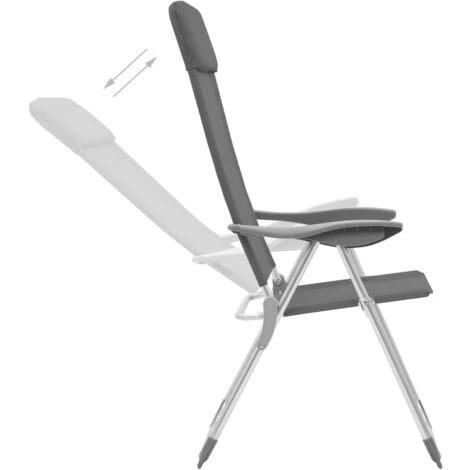 Sedie Pieghevoli Da Campeggio 2 Pz Grigio In Alluminio VidaXL - immagine 2