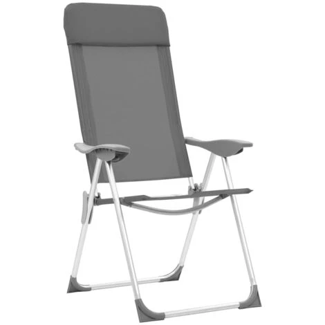 Sedie Pieghevoli Da Campeggio 2 Pz Grigio In Alluminio VidaXL - immagine 4