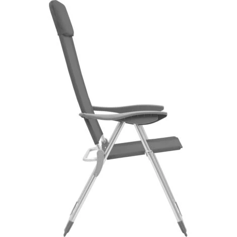 Sedie Pieghevoli Da Campeggio 2 Pz Grigio In Alluminio VidaXL - immagine 5