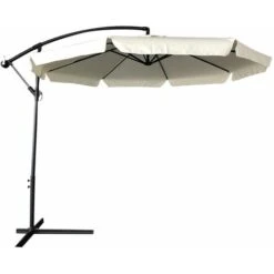 Ombrellone Giardino Decentrato 3x3 Ecru Telo Con Pendente Palo Alluminio Gazebo