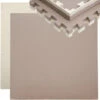 Eyepower Tappetino Puzzle Per Sport 90x90cm Incl Cornice EVA Spesso 40mm Tappeto Protezione Pavimenti Estensibile Double-face Marrone Beige
