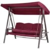 Dondolo Giardino Ibiza 3 Posti Con Parasole Cuscini E Vassoi Pieghevoli Bordeax