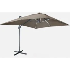 Ombrellone A Braccio, Solare, LED, Rettangolare, Dimensioni: 3 X 4 M, Prodotto Di Fascia Alta - Modello: Luce, Colore: Talpa - Ombrellone Con Palo Laterale, Inclinabile
