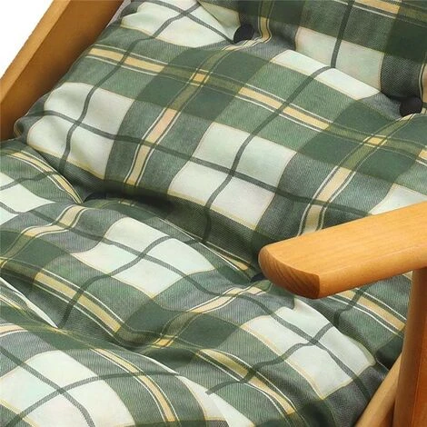 POLTRONA RELAX VERDE SCOZZESE COMODONA IN LEGNO 3POSIZIONI CON CUSCINO IMBOTTITO - immagine 2