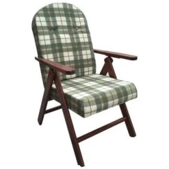 POLTRONA AMALFI VERDE SCOZZESE LEGNO NOCE RECLINABILE 4 POSIZIONI