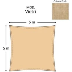 Vela Ombreggiante Tenda Da Sole Telo VIETRI Colore ECRU' Quadrata 5x5 M