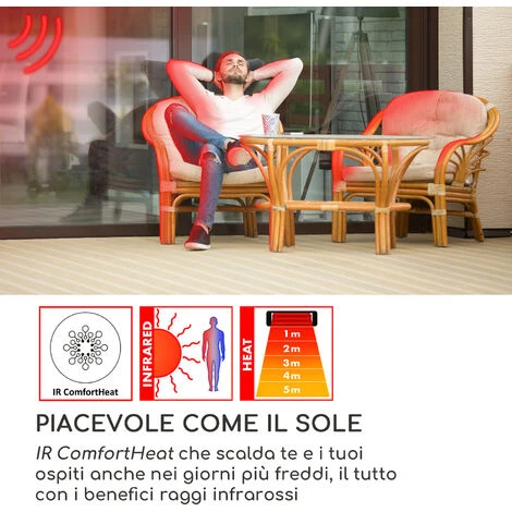 Blumfeldt Heat Guru Riscaldatore A Irraggiamento 2000W 3 Livelli Telecomando Argento - immagine 2