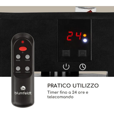Blumfeldt Heat Guru Riscaldatore A Irraggiamento 2000W 3 Livelli Telecomando Argento - immagine 5
