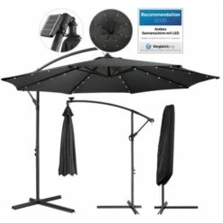 AREBOS Ombrellone Da Giardino LED Ombrellone Da Terrazza Ø3m Antracite