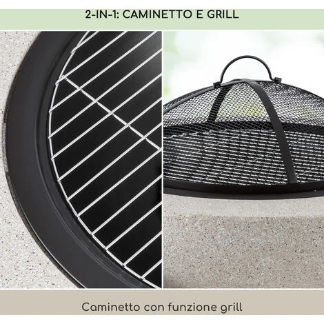 Blumfeldt Troja Braciere 75cm ØGriglia Acciaio Pietra Artificiale-MgO - immagine 2