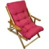 MAURY'S POLTRONA RELAX ROSSA TINTA UNITA COMODONA IN LEGNO 3POSIZIONI CON CUSCINO IMBOTTITO