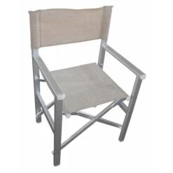 Poltrona Sedia Regista Textilene Bianca Per Campeggio Spiaggia Mare Piscina Giardino Esterno