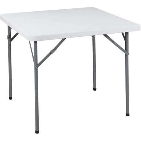 Tavolo Pieghevole Da Catering, Giardino Bianco Perfetto Come Tavolo Da Campeggio, Da Buffet, Da Cucina Tavolino Esterni Richiudibile, Cm 90x90x74 Cm