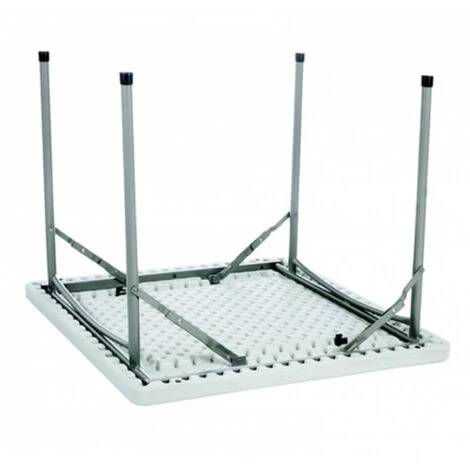 Tavolo Pieghevole Da Catering, Giardino Bianco Perfetto Come Tavolo Da Campeggio, Da Buffet, Da Cucina Tavolino Esterni Richiudibile, Cm 90x90x74 Cm - immagine 2