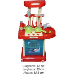 Cucina Giocattolo Multifunzione Per Bambini Con Luci E Suoni + Accessori Rossa