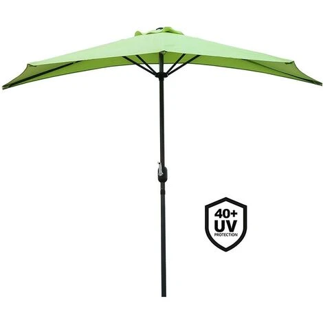 Semi Ombrello In Acciaio Inossidabile E Poliestere Da 2,7 M Con Albero Da 38 Mm, Ombrello Con Manovella (Centinaia Di Verde) - immagine 2