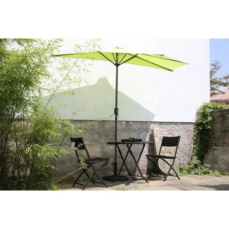 Semi Ombrello In Acciaio Inossidabile E Poliestere Da 2,7 M Con Albero Da 38 Mm, Ombrello Con Manovella (Centinaia Di Verde) - immagine 3