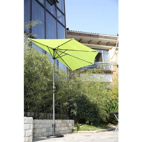 Semi Ombrello In Acciaio Inossidabile E Poliestere Da 2,7 M Con Albero Da 38 Mm, Ombrello Con Manovella (Centinaia Di Verde) - immagine 4