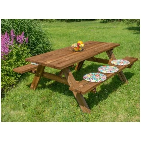 Tavolo Da Pic Nic Tavolino In Legno Con Panche Picnic Giardino Campeggio Esterno - immagine 2