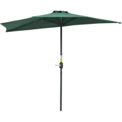 Outsunny Ombrellone Semicircolare Impermeabile Protezione UV Verde 269 X 138 X 236cm