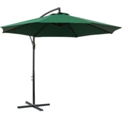 Outsunny Ombrellone Impermeabile Decentrato Verde Struttura In Acciaio Con Manovella Φ300 X 250 Cm