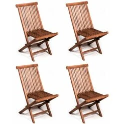 San Marco Set 4 Sedie Da Esterno Pieghevoli In Teak
