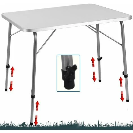 Deuba Tavolo Da Campeggio Pieghevole In Alluminio Altezza Regolabile 80x54cm Tavolino Spiaggia Giardino Balcone Terrazza Picnic - immagine 3