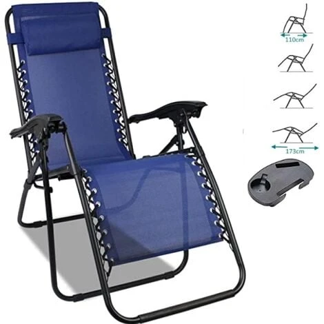 SEDIA RECLINABILE ZERO GRAVITY IN TEXTIELENE BLU - immagine 2