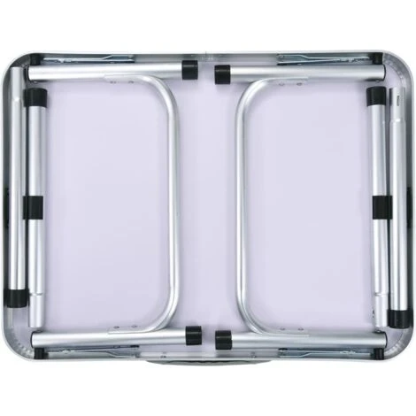 Tavolo Pieghevole Da Campeggio Bianco In Alluminio 60x45cm VidaXL - immagine 5