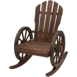 Outsunny Sedia A Dondolo Stile Rustico Adirondack In Legno Di Abete