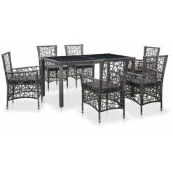 Set Da Pranzo Da Giardino 7 Pz In Polyrattan Grigio VidaXL