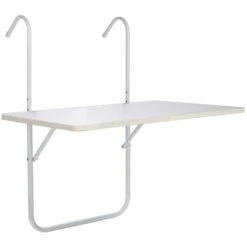 Tavolino Da Balcone Pieghevole Bianco 60x40x1,2cm HI