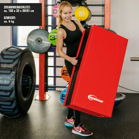 Eyepower RG20 Materassino Da Sport 200x100x8cm Soffice Pieghevole Rosso-Nero - immagine 3