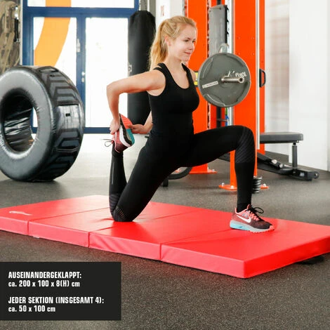 Eyepower RG20 Materassino Da Sport 200x100x8cm Soffice Pieghevole Rosso-Nero - immagine 5