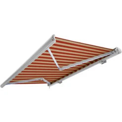 NEMAXX Tenda A Cassonetto Tenda Da Sole Elettrica A Cassonetto Completa Con Led, Tenda Da Sole Beige-arancione, Cassonetto Bianco, Radiocomando, Impermeabile 350x300 Cm (3,5x3m)