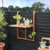 Deuba Tavolino Pieghevole Da Balcone Legno Di Acacia Tavolo Da Appendere A Sospensione Giardino Esterno 64x45x87cm