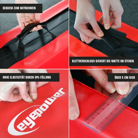 Eyepower RG20 Materassino Da Sport 200x100x5cm Soffice Pieghevole Rosso-Nero - immagine 2
