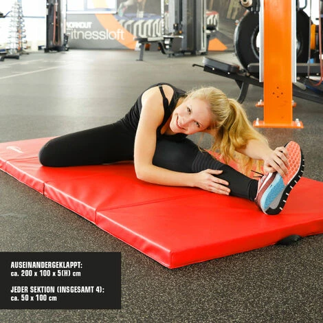 Eyepower RG20 Materassino Da Sport 200x100x5cm Soffice Pieghevole Rosso-Nero - immagine 5