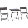 Outsunny Set Mobili Da Giardino In PE Rattan Tavolino Con 2 Sedie, Nero