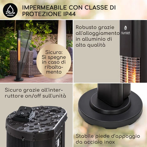 Blumfeldt Heat Guru Plus Radiatore 2000 W 3 Livelli Riscaldanti Telecomando Nero - immagine 4