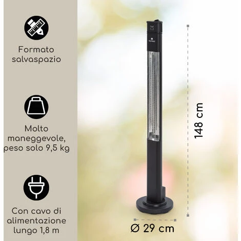 Blumfeldt Heat Guru Plus Radiatore 2000 W 3 Livelli Riscaldanti Telecomando Nero - immagine 5