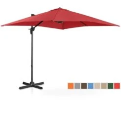 Ombrellone Decentrato Bordeaux Rotondo Girevole Da Terrazzo E Giardino 250 Cm