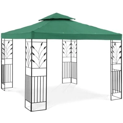 Gazebo Da Giardino E Terrazzo In Metallo Tendone Feste 3 X 3 M In Verde Scuro