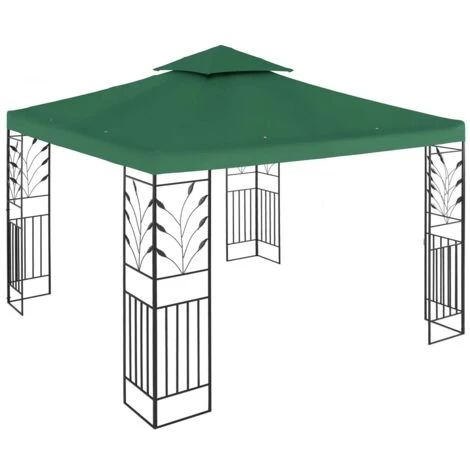 Gazebo Da Giardino E Terrazzo In Metallo Tendone Feste 3 X 3 M In Verde Scuro - immagine 3