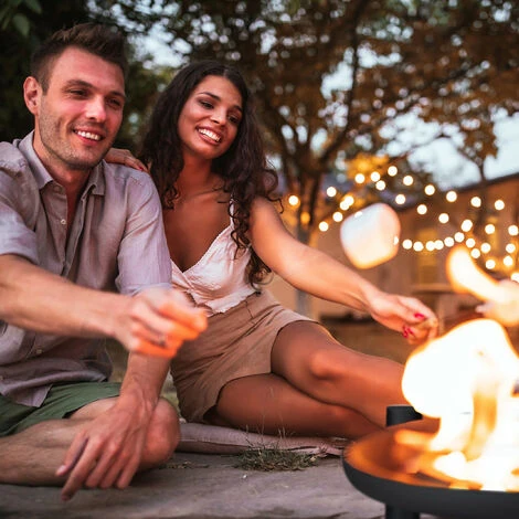 Relaxdays Braciere Da Giardino, Caminetto Con 80 Cm Diametro, Camino Da Esterno Per Terrazza, Rotondo In Acciaio, Nero - immagine 3